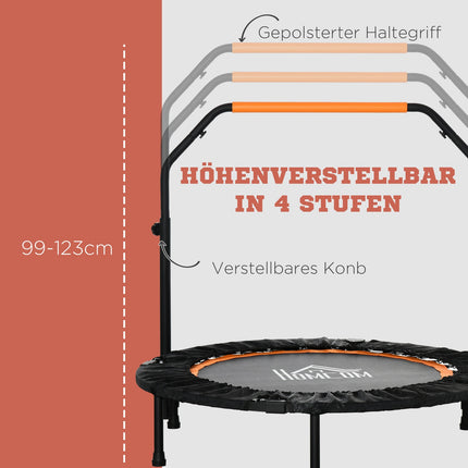 102 cm ilgio fitneso batutas, sulankstomas mini batutas su keturių krypčių reguliuojamo aukščio rankena, fitneso atšokimo sistema suaugusiems, iki 100 kg, juodas