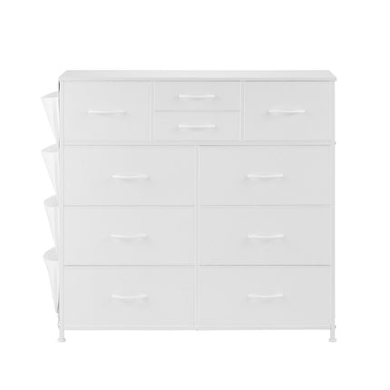 10-Drawer Fabric Dresser, Steel Frame, White
