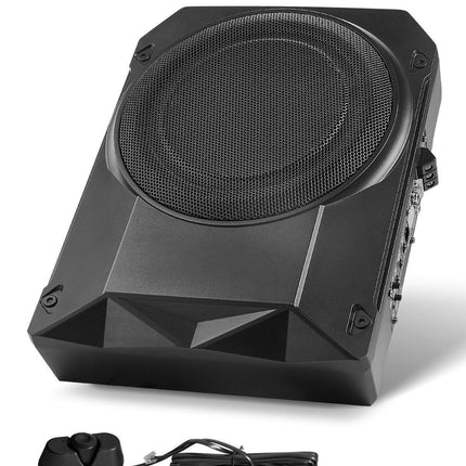 10-Inch Underseat Car Subwoofer, 400W Powered Slim