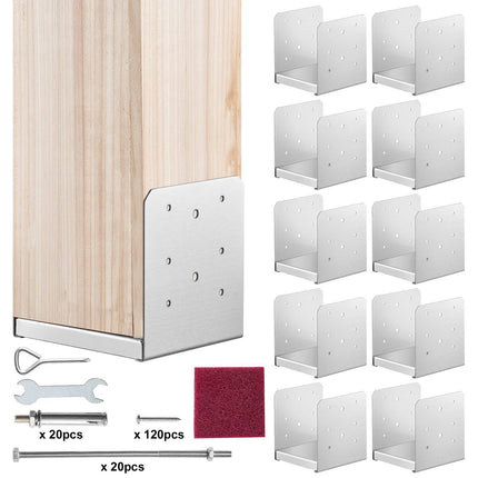 10-Pack Stainless Steel Adjustable 6x6 Post Base Anchors