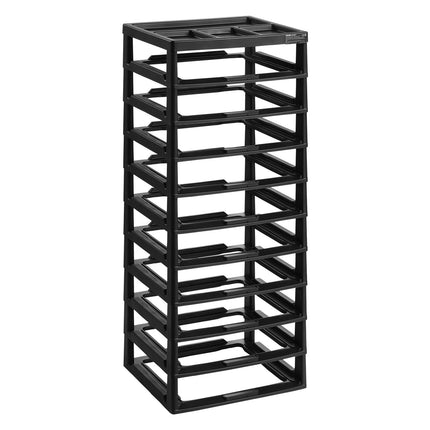 10-Tier Plastic Storage Organizer with Top Tray, Black Frame