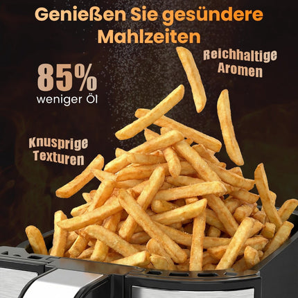 10 viename dviejų zonų oro gruzdintuvė, 8 l talpa, jutiklinis ekranas