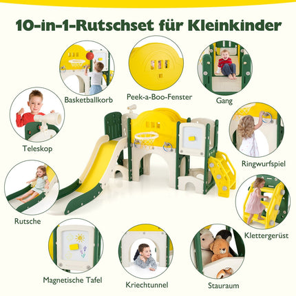 10 viename mažylių čiuožyklų rinkinys su krepšinio kamuoliu ir tuneliu