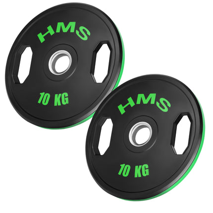 10 kg gumuotos olimpinės plokštės, 2 vnt. rinkinys