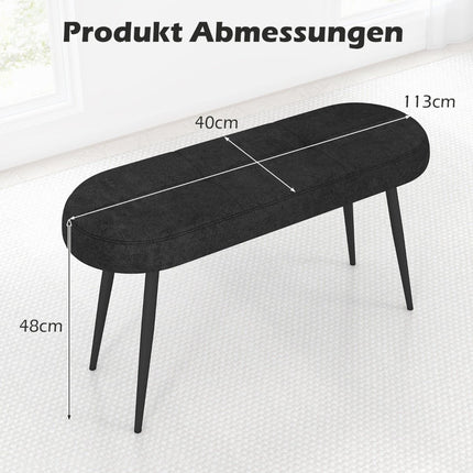 113 cm suolas su pagalvėlėmis ir metalinėmis kojelėmis, apmuštas pufas, keliamoji galia iki 300 kg, juodas