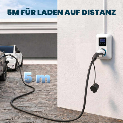 11 kW 2 tipo elektromobilių įkrovimo kabelis, 5 m, IP65, 3 režimas