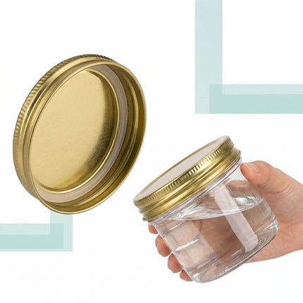 120 ml Glass Jam Jars Set, Twist-Off Gold Lids