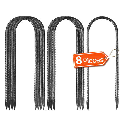 12-Inch U-Shape Rebar Stakes, Galvanized, 8-Pack