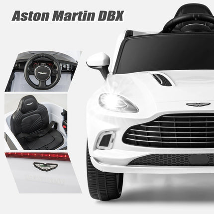 12V Aston Martin DBX vaikiškas automobilis su 2.4G nuotolinio valdymo pultu 1.4-2.5 km/h baltas