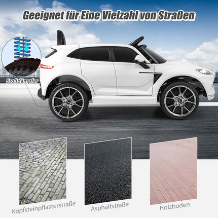 12V Aston Martin DBX vaikiškas automobilis su 2.4G nuotolinio valdymo pultu 1.4-2.5 km/h baltas