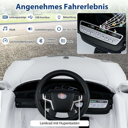 12 V vaikiškas elektrinis automobilis su nuotolinio valdymo pultu, licencijuotas „Porsche“, baltas