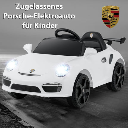 12 V vaikiškas elektrinis automobilis su nuotolinio valdymo pultu, licencijuotas „Porsche“, baltas