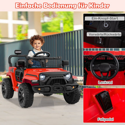 12 V vaikiškas elektrinis automobilis su nuotolinio valdymo pultu, muzika, LED lemputėmis