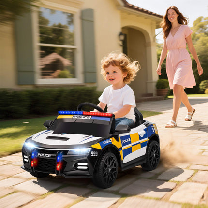 12 V vaikiškas elektrinis policijos automobilis su nuotolinio valdymo pultu, sirena, žibintais