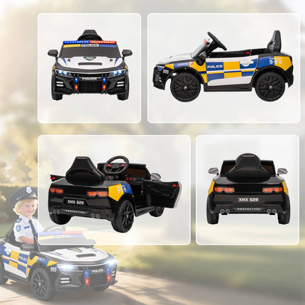 12 V vaikiškas elektrinis policijos automobilis su nuotolinio valdymo pultu, sirena, žibintais