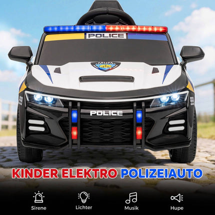 12 V vaikiškas elektrinis policijos automobilis su nuotolinio valdymo pultu, sirena, žibintais