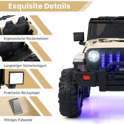 12 V vaikiškas elektrinis automobilis su nuotolinio valdymo pultu ir MP3 grotuvu, chaki spalvos