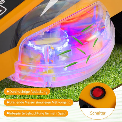 12 V vaikams skirta vejapjovė su 360 laipsnių vairo mechanizmu ir LED žibintais