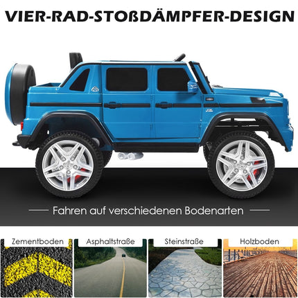 12 V licencijuotas „Mercedes-Benz Maybach“ akumuliatorinis džipas su pakaba, 115 x 67 x 57 cm, mėlynas