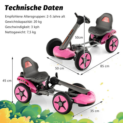 12 V vaikiškas elektrinis gokartas su LED ir 2 kryptimis reguliuojamu vairu bei sėdynės apšvietimu, rožinis