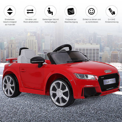 12 V žaislinis automobilis vaikams su 2 varikliais, MP3 grotuvu ir muzika, 104 x 63,5 x 45,5 cm, raudonas