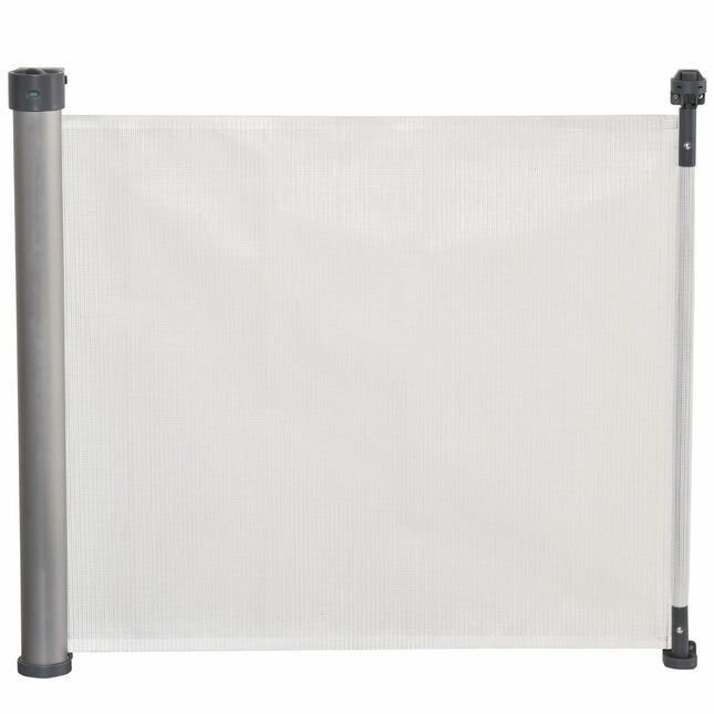140 cm ištraukiami laiptų varteliai, suvyniojami, valdomi viena ranka, durų varteliai, laiptų varteliai, barjeriniai varteliai šunims, durų apsauga, balti