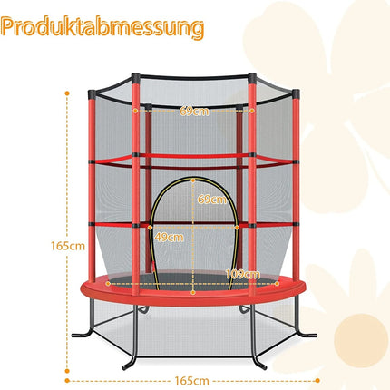 Ø140cm garden trampoline with safety net trampoline can hold up to 135KG for children aged 3 and over red
