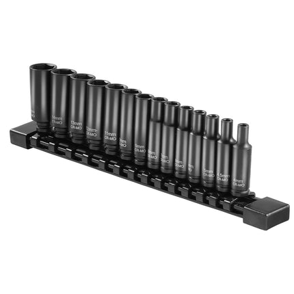 1/4-Inch Drive Impact Socket Set, 14-Piece Deep Metric 4-15mm