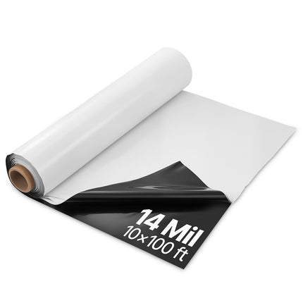 14 Mil Plastic Sheeting Roll – 10 x 100 Ft, Black White