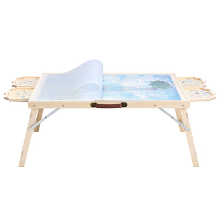 1500-Piece Puzzle Table, Folding Legs, 4 Drawers, Cover