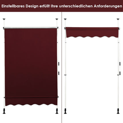 150 cm reguliuojamas balkono markizė, atspari UV spinduliams, raudona