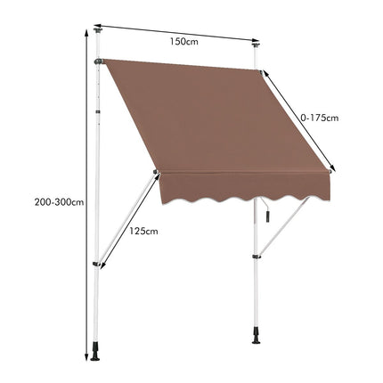 150 cm reguliuojamas, UV spinduliams atsparus balkono markizė