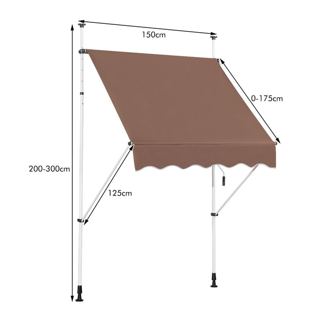 150 cm reguliuojamas, UV spinduliams atsparus balkono markizė