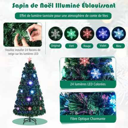 150 cm šviesolaidinė Kalėdų eglutė - 24 LED lemputės, snaigės