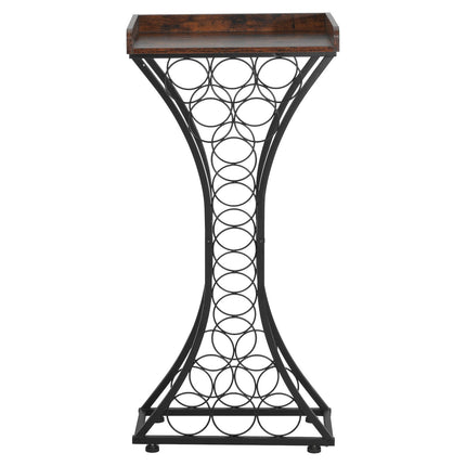 15-Bottle Freestanding Wine Rack, Iron Frame, Wood Top