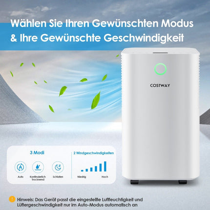 15㎡ Dehumidifier 15L Dehumidifier with 3 Modes Mobile Dehumidifier 25.5 x 22 x 45 cm White