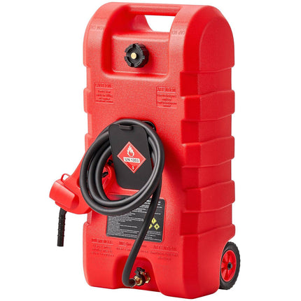15-Gallon Fuel Caddy With Wheels, Hand Pump, 10 ft Hose
