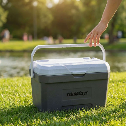 15 l talpos izoliuota šaltdėžė su ledo paketu – balta/pilka