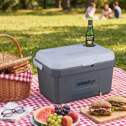 15 l talpos izoliuota šaltdėžė su ledo paketu – balta/pilka