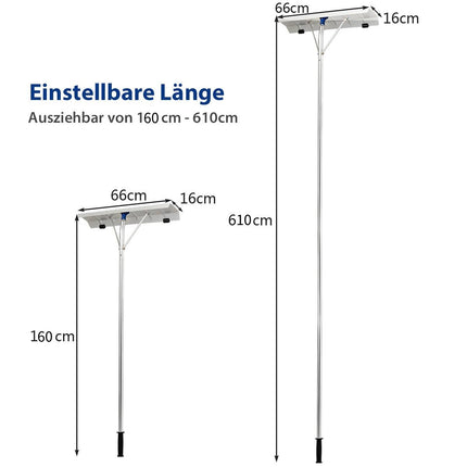 160 - 610 cm roof snow clearer made of aluminum + TPE with wheels and extendable handle snow shovel silver