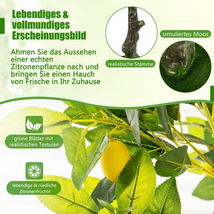 160 cm dirbtinė citrinmedis su vazonu ir 27 citrinomis, laimas, dirbtinis augalas, citrusinis augalas