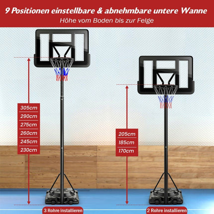170-305 cm aukščio reguliuojamo aukščio krepšinio stovas lauko krepšinio lankui su stovu