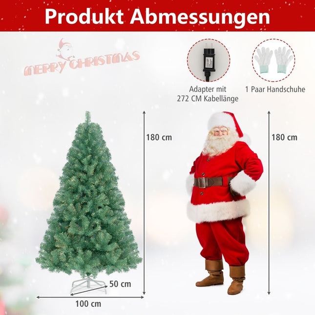 180 cm dirbtinė Kalėdų eglutė su LED lemputėmis, žalia