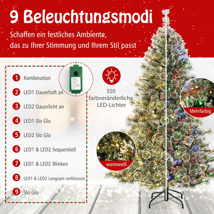 180 cm iš anksto įžiebta dirbtinė Kalėdų eglutė, 350 LED lempučių