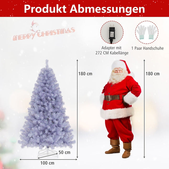180 cm iš anksto įžiebta dirbtinė Kalėdų eglutė, violetinės LED lemputės