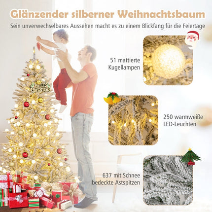 180 cm sniegu padengta dirbtinė Kalėdų eglutė, 250 LED lempučių