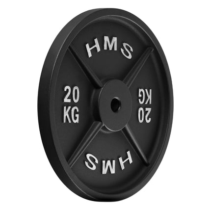 20 kg ketaus svorio plokštė, 31 mm skylė, juoda