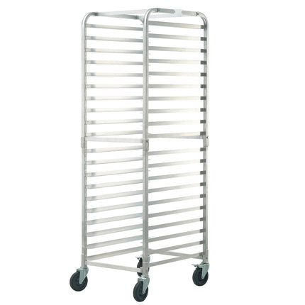 20-Tier Bun Pan Rack, Aluminum, Brake Casters, Half Full Sheet