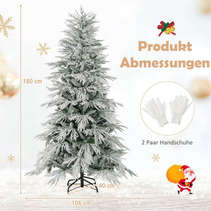 210 cm Artificial Christmas Tree, Snow-Flocked, 350 LEDs
