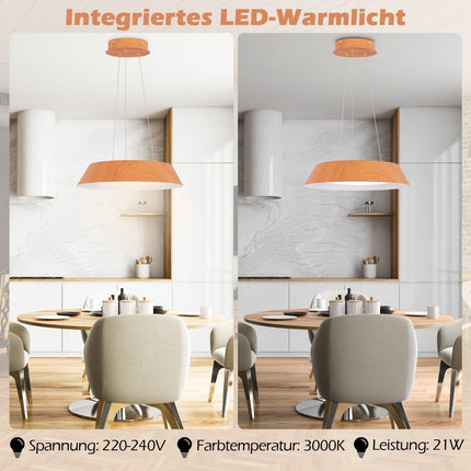 21 W LED lubinis šviestuvas, energiją taupantis, su medžio imitacijos metaliniu rėmu, natūralus